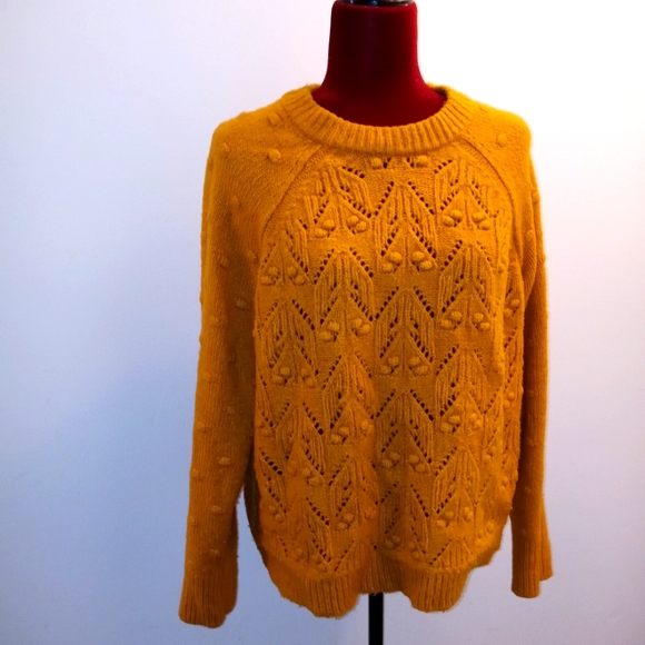 Sonoma Mustard Cable Knit Sweater Sz XL EUC